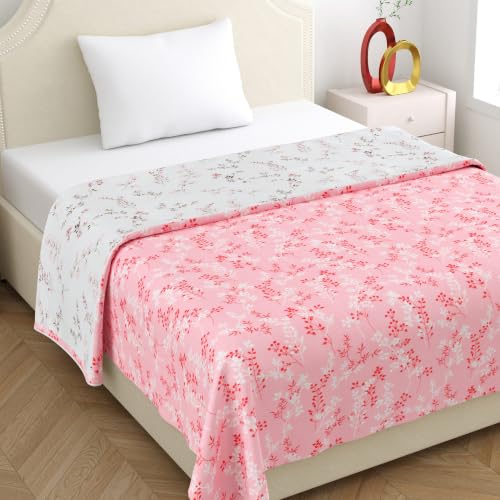 Image of Home Ecstasy 100% Cotton Mulmul Reversible Dohar for Single Bed 210 GSM (56 x 88 inches), Pink