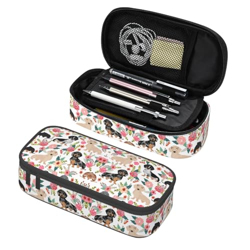 Image of Dachshunds Dog Pencil Case Aesthetic Large Capacity Pen Pouch | Storage Bag with Compartments for Travel School Office Organizer