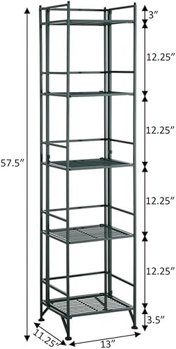 Miniatura 10 de Convenience Concepts Xtra Storage Shelves - 5-Tier Folding Metal Shelving, Modern Shelves for Storage and Display in Living Room, Bathroom, Office,