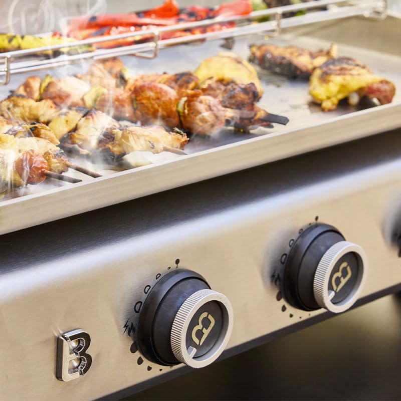 BRASERO BY FAVEX - Plancha gaz inox 3 brûleurs Silvia IIG Evo Inox – 7,95 kW – Plaque inox 5 mm 67 x 34 cm – Stable Flame – Clear Flow – 10 convives – Housse incluse – Certifiée LONGTIME®
