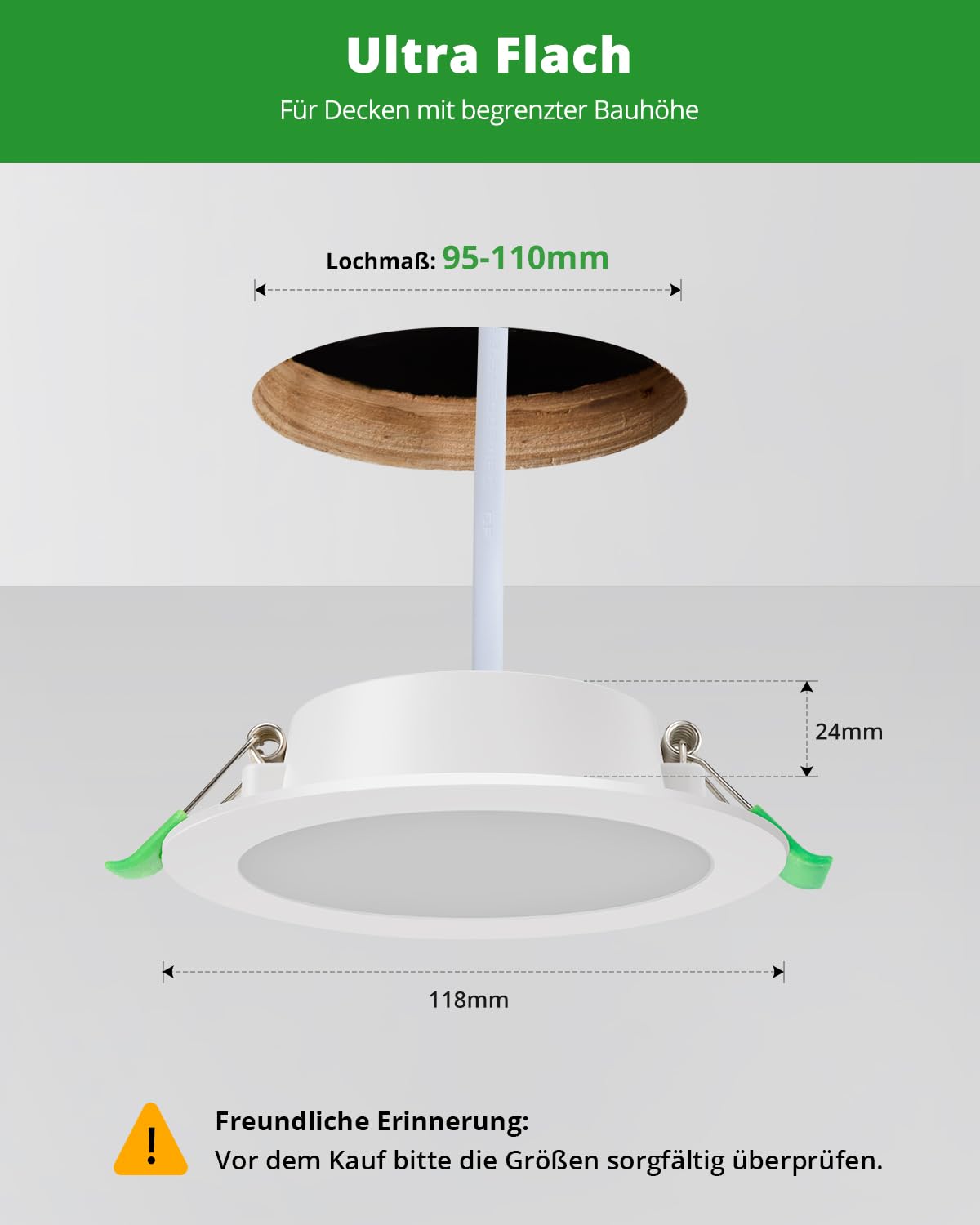HOMEOW 12er Set LED Einbaustrahler 230V 7W, 700 Lumen Einbaustrahler Flach, Neutralweiß 4000K LED Spot, Durchmesser 118mm, Ausschnitt 95-110mm, IP44 Wasserdicht für Badezimmer Küche Wohnzimmer