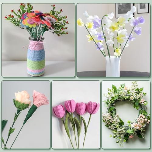 floral wire stems 60 pack flower stems 2 gauge green floral stem wire for paper wrapped wreath making supplies