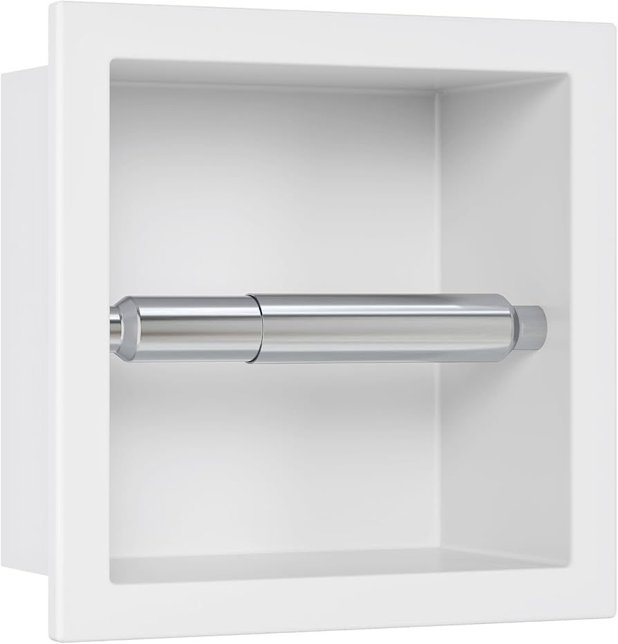 Neodrain Mobile da incasso in acciaio inox da incasso con porta rotolo e portascopino, 63 x 15 x 15 cm