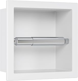 Neodrain Unterputz-Toilettenpapierhalter 304 Edelstahl, Weiß | WC-Rollenhalter Wandmontage Papier Halterung für Badzimmer 17.3 x 17.3cm