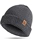 CAOZITOU Mütze Herren Damen Winter, Merino Warme Wintermütze Thermo Beanie Strickmütze Weiche Bequem für Outdoor Fahren Ski (DE/NL/SE/PL, Alphanumerisch, Einheitsgröße, Dunkelgrau 02)