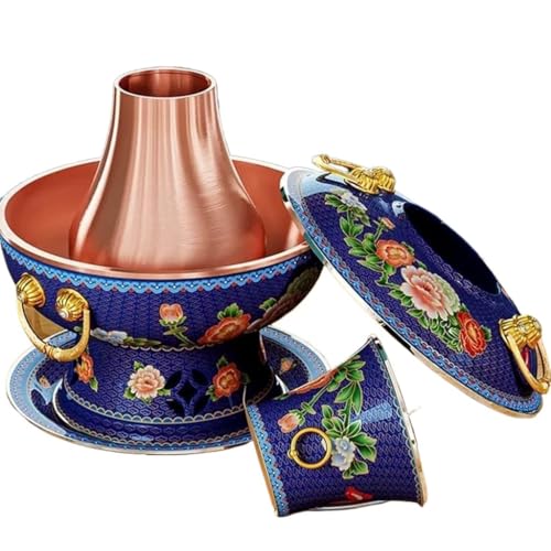 Olla China de Cobre para Hot Pot Tradicional 34cm Azul miniatura 1