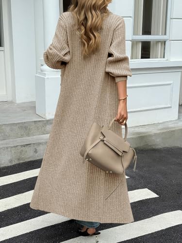 Image of Saodimallsu Womens Long Duster Cardigans Button Down Maxi Sweater Dress
