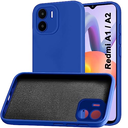 Image of TheGiftKart Liquid Silicon Back Cover Case for Mi Redmi A1 / A2 | Stylish Camera Protection Module | Micro-Fibre Lining Inside | Shockproof Back Cover Case for Mi Redmi A1 / A2 (Silicone, Blue)