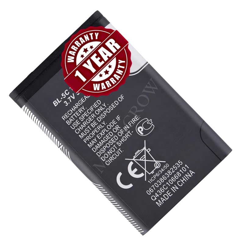 Image of Original BL-5C Battery Compatible for Nokia 2610 Battery - (1020mAh) - 1 Year Warranty MC4