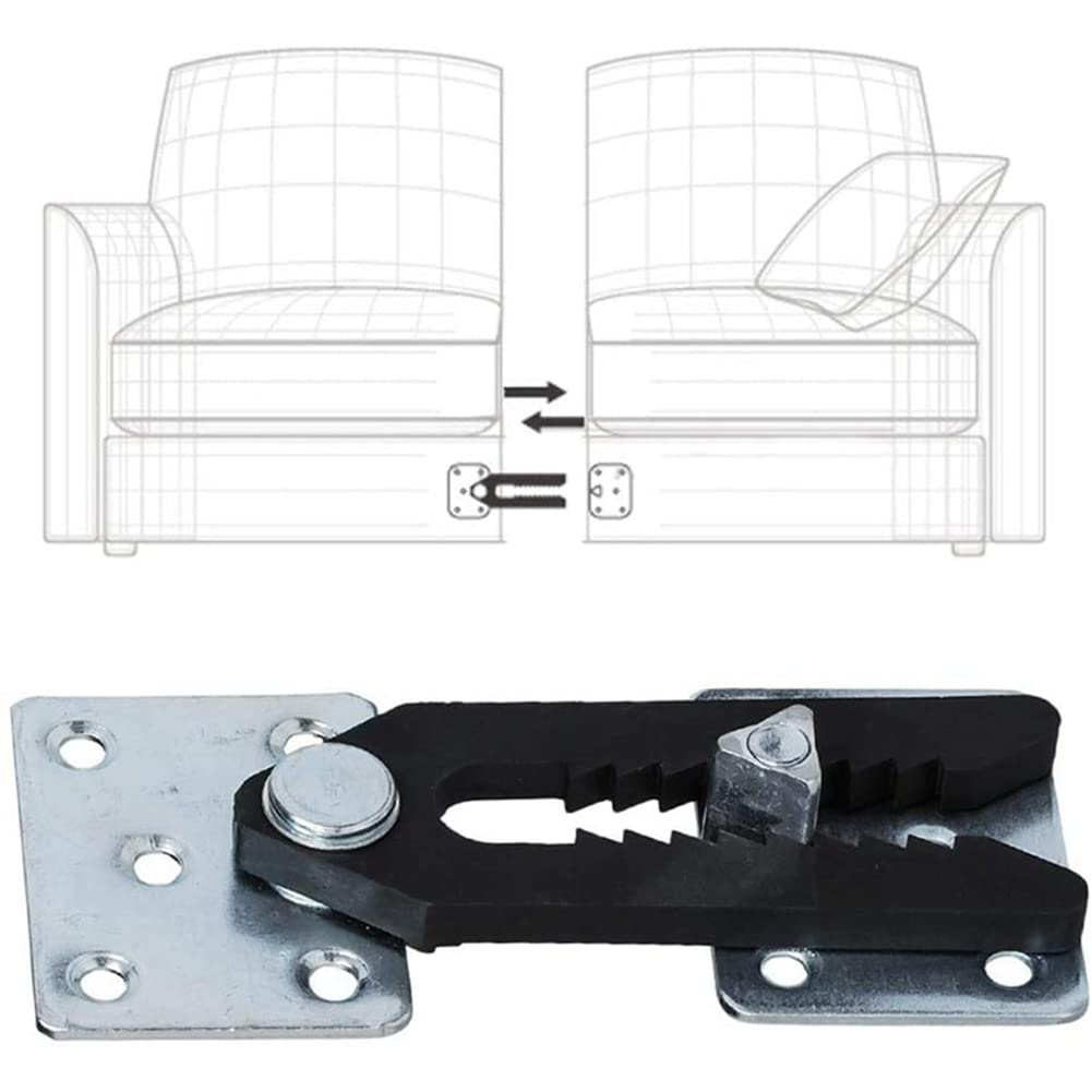 INCREWAY 4 stuks sofa sofa sectionele meubelconnector gezamenlijke snap alligator clip met schroeven en 8 stuks meubelpads