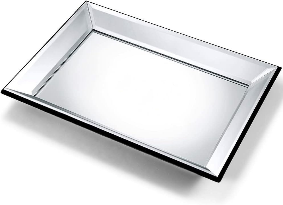 Meetart Rectangle30x21cmVanity Organizer Decorative Mirror Tray Vanity Tray Markup Jewelry Tray Silver Tray for Home Decor