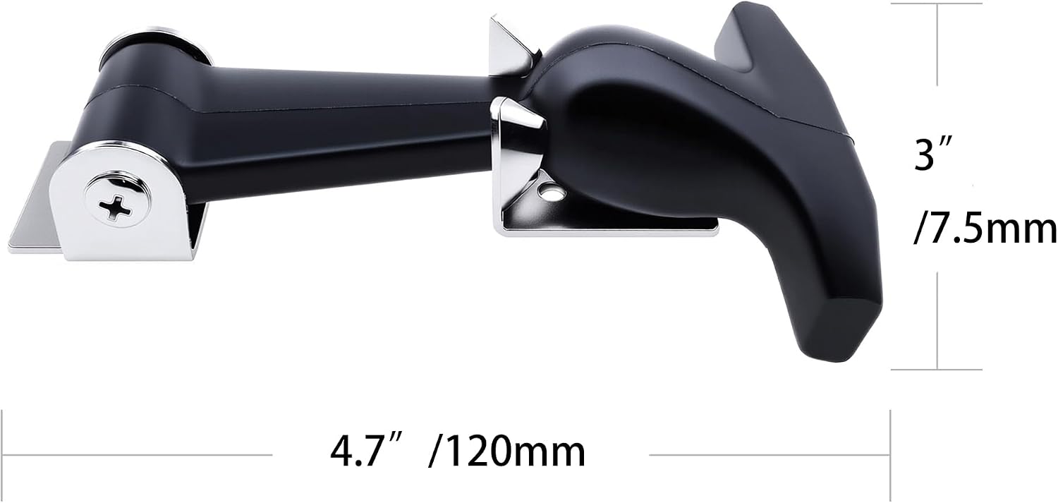 2 Pack 4.7 Inch T-Handle Draw Latches, SUS304 Stainless Steel, Rubber Flexible,with Brackets for Tool Cabinet, Vehicle Hood,Black