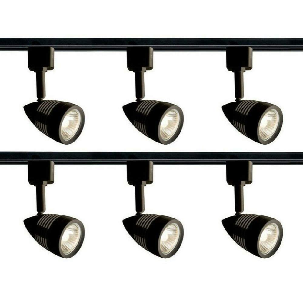 3M 3 Meter Single Circuit Track Length 6 Spot Black Heads Light Modern Indoor Straight Bar Ceiling Spotlight Finish Office Kitchen Shop Display Decorative Spot Lighting Energy Saving