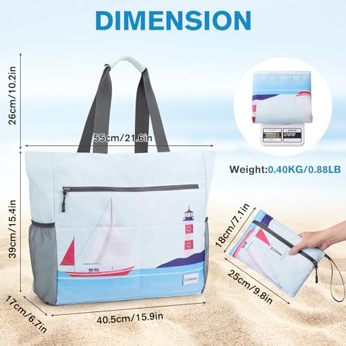 Image of G4Free Beach Bag, Waterproof Sandproof Beach Tote Bag, Large Capacity Foldable for Women