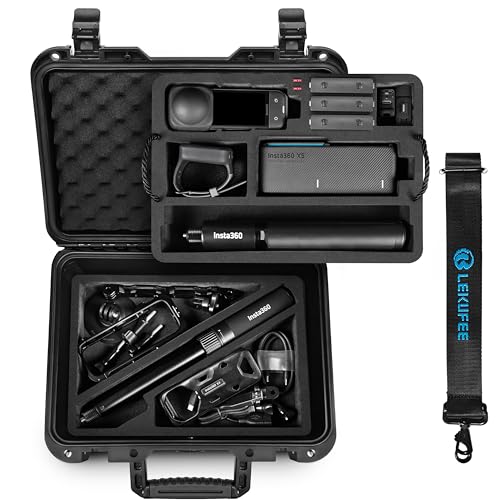 Lekufee 旅行用防水ハードケース Insta360 X5、Insta360 X4、Insta360 X3 アクションカメラ用 バッテリー4個、マイクエアトランスミッター、その他アクセサリー付き (ケースのみ)