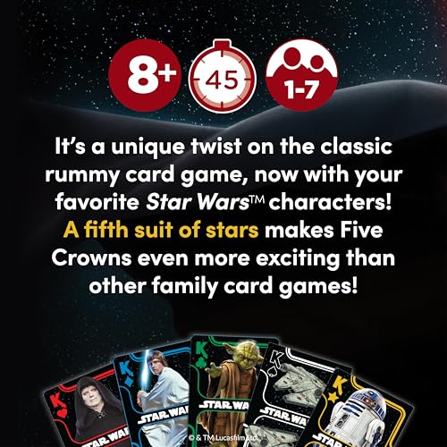 Image of Five Crowns Star Wars Rummy Style Card Game for Kids, Family Game Night