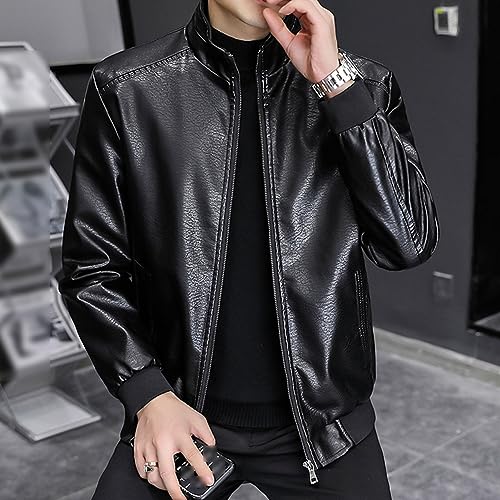 Chaqueta de cuero para hombre con forro polar miniatura 3