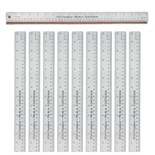 Durable 18-Inch Cork Back Metal Ruler