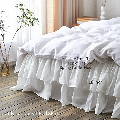 BISELINA-White-Ruffled-Bed-Skirt-18-Inch-Tailored-Drop-Cotton-Voile-Dust-Ruffle-Soft-Cozy-Elegant-Luxurious-Bedding-18-King-White BISELINA White Ruffled Bed Skirt 18 Inch Tailored Drop Cotton Voile Dust Ruffle Soft Cozy Elegant Luxurious Bedding 18 King White
