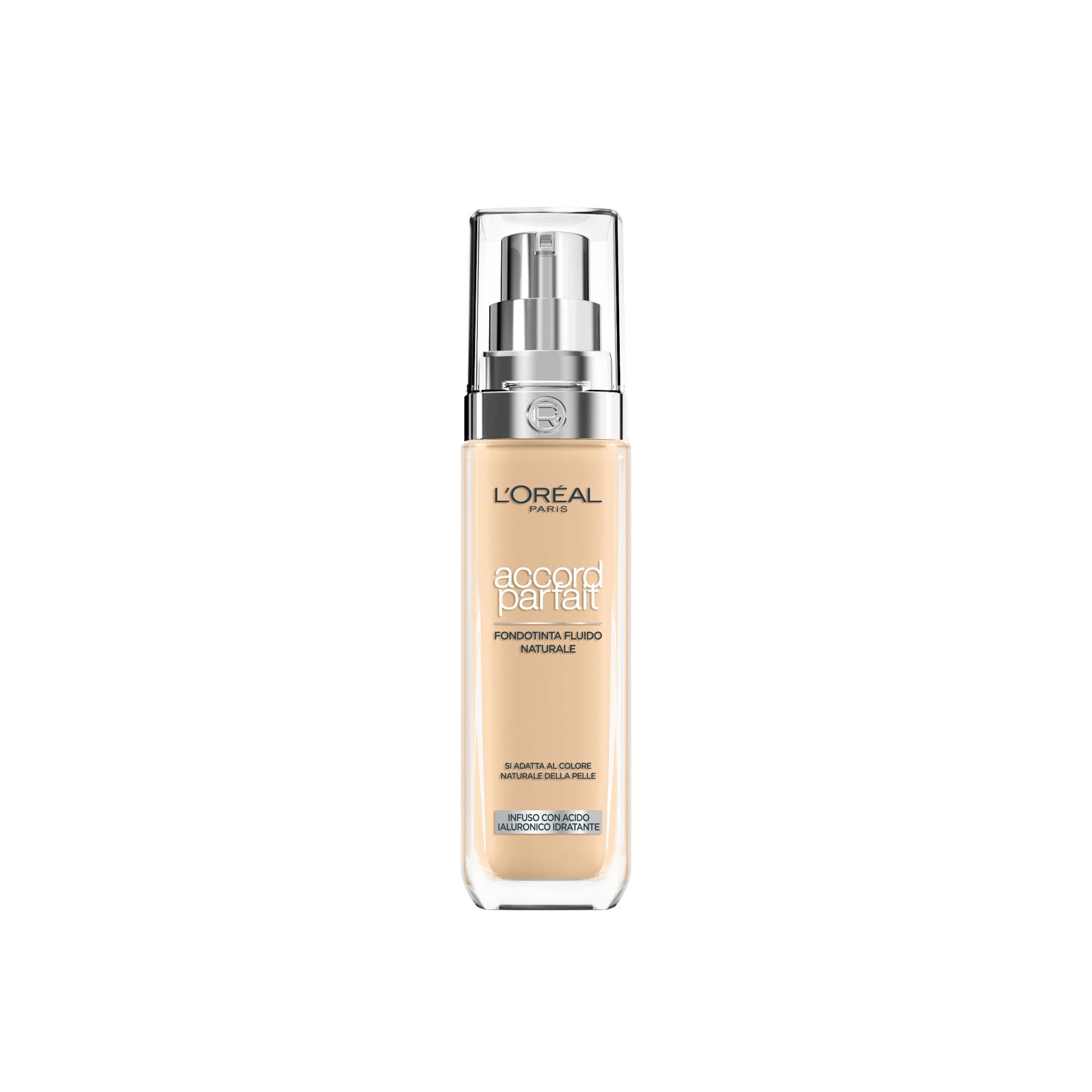 L'Oréal Paris Fondotinta Liquido, Idratazione 24H, Per Tutti Tipi di Pelle, Incarnato dal Colorito Naturale e Uniforme, Formula con Acido Iauluronico, Accord Parfait, 30 ml, 3.5.​N Pêche