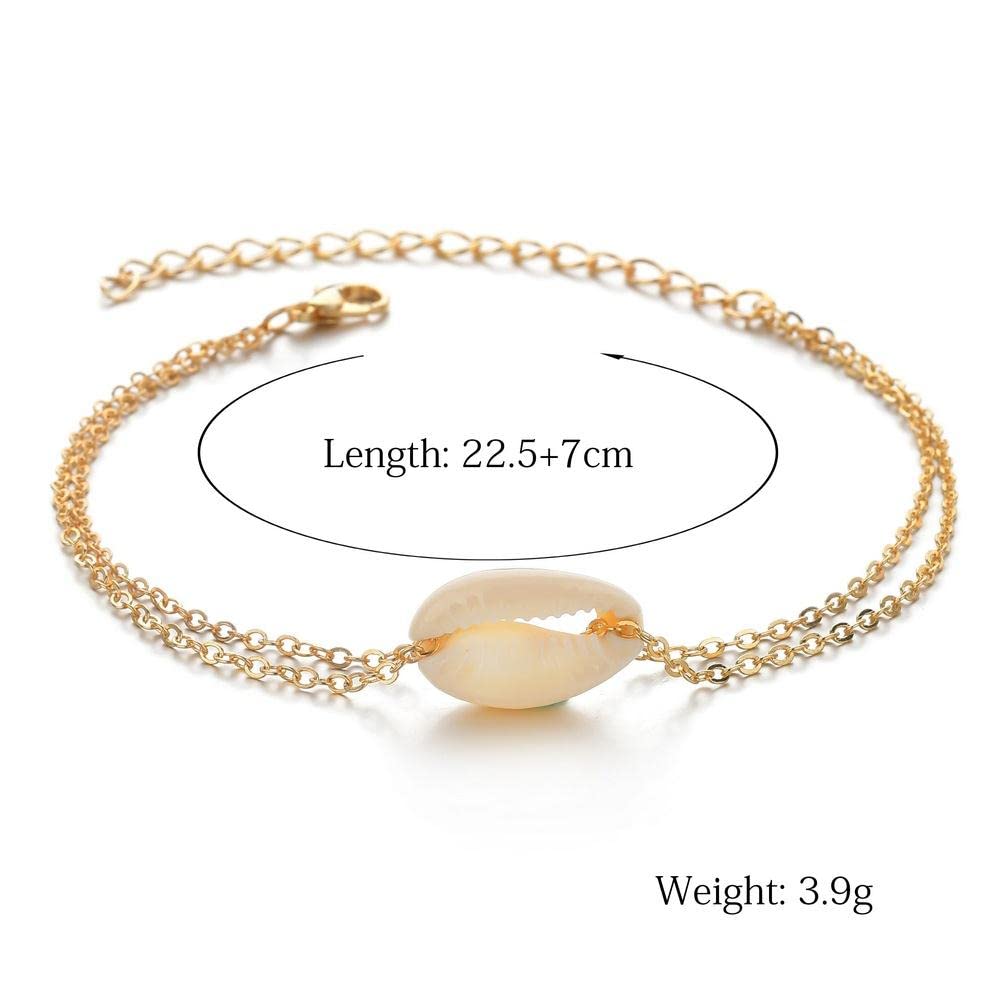 Tobillera Tobillera multicapa de concha natural, calzado de playa salvaje simple, joyería para el tobillo para mujer (color: S)