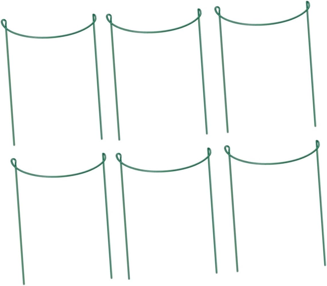 6Pcs Half Round Plant Support Stakes Durable Iron Garden Support Rods for Peony and Climbing Plants Easy to Install Plant Support Frame for Outdoor Gardening