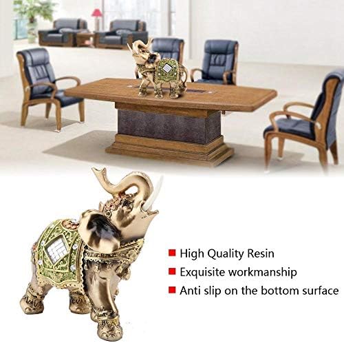 Hilitand Green Elephant Statue Sculpture Figurine Lucky Feng Shui Lucky Home Car Tray Decoration (L) - Image 4