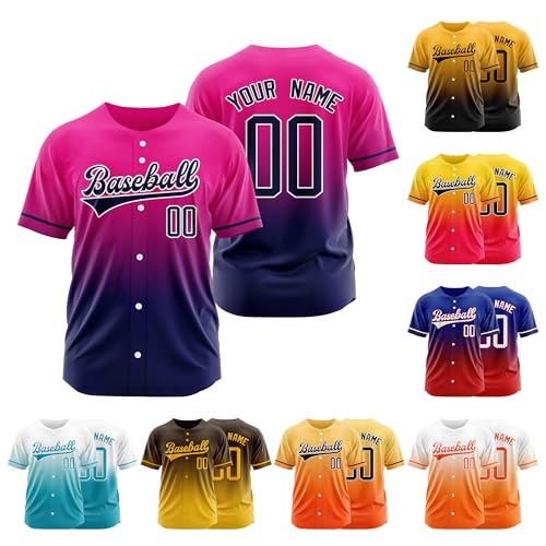 Custom Gradient Baseball Jersey Baseball Shirt Uniform Personalized Printed Stitched Names Numbers Logo for Men Women Boys