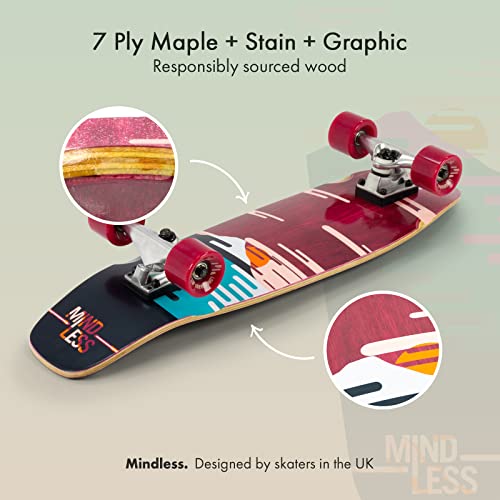 Mindless Sunset Cruiser Borgonha | 71.1 cm Classic Short Size Cruiser Shape Board 7 Ply Maple W 12.7