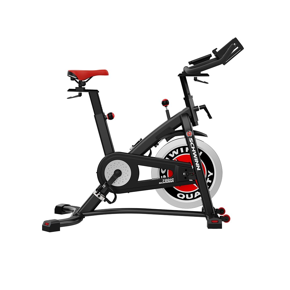 Schwinn Fitness 700IC Indoor Cycling Bike – 18 kg Schwungrad, leiser Riemenantrieb, verstellbarer Sitz und Lenker, SPD Pedale, Tablet Halter – Studioqualität für zuhause