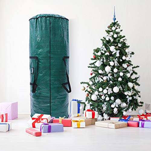 Ohuhu 9ft Christmas Tree Storage Bag, 62” X 25.6” X 25.6” Extra Large Christmas Tree Storage Container, Tear Proof Duffle Bag Waterproof Material, UP to 9 ft Disassembled Artificial Xmas Tree, Green