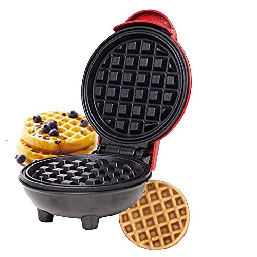 Mini Waffle Maker,Portable Electric Round Mini Maker Gril,The Mini Waffle Irons Machine for Individual Waffles, Paninis, Hash browns,other on the go Breakfast, Lunch, or Snacks - Red