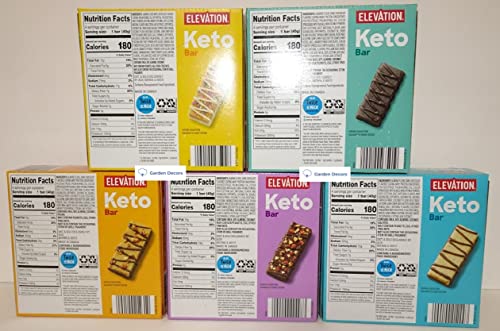 Elevation By Millville Keto Bar Salted Caramel Pecan, Chocolate Coconut Macaroon, Chocolate Almond Brownie, Vanilla Cupcake, Chocolate Mint Truffle, 5.6Oz 160G (Five Boxes) #TOP1