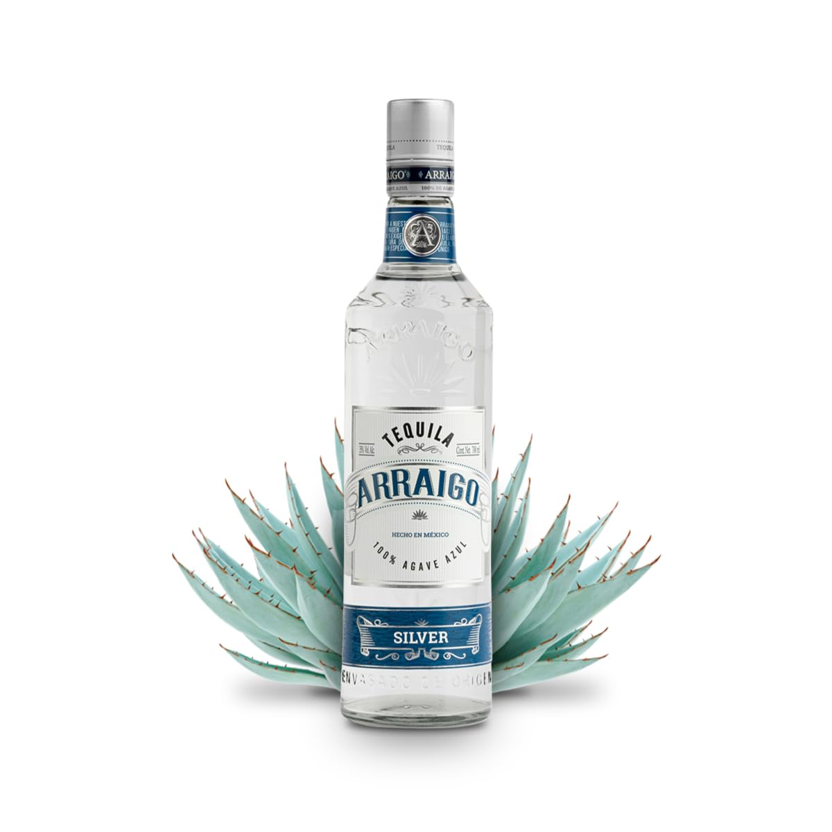 Arraigo Tequila Blanco - Botella de Tequila Mexicano - Elaborado 100% Agave Azul - 70 cl - 35% de Alcohol - Destilado Tres Veces hasta Obtener su Sabor y Aroma