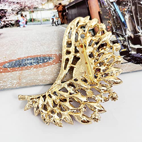 Image of SELOVO Rhinestone Crystal Big Large Brooch Pin Jewerly Accessory Gold Tone