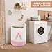 Goodheim Pink Woven Laundry Hamper Basket with Bow, Large Tall Clothes Storage Basket for Baby Nursery, Girls Room, Bathroom & Bedroom Organizer 15