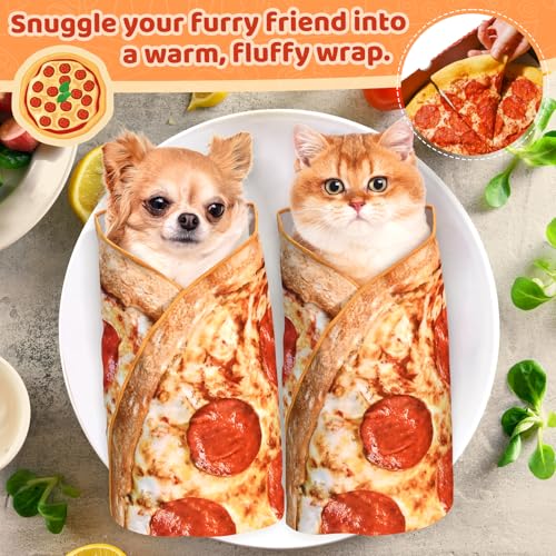 Image of 31.5 inch Large Cat Grooming Wrap for Cutting Nails, Self-Stick Dog Cat Wrap, Soft Pizza Blanket Pet Tool Gifts for Multifunctional Care Medicine Anti-Escape