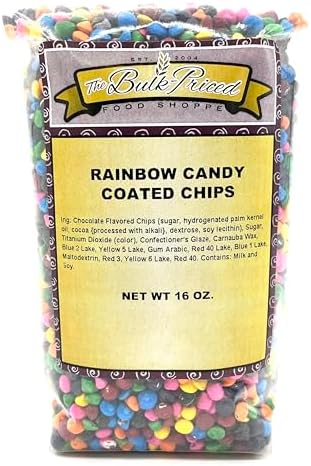 Rainbow Candy Coated Chocolate Chips, Bulk Size (1 lb. Resealable Zip Lock Stand Up Bag)