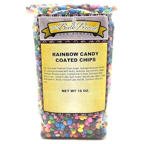 Rainbow Candy Coated Chocolate Chips, Bulk Size (1 lb. Resealable Zip Lock Stand Up Bag) Cover