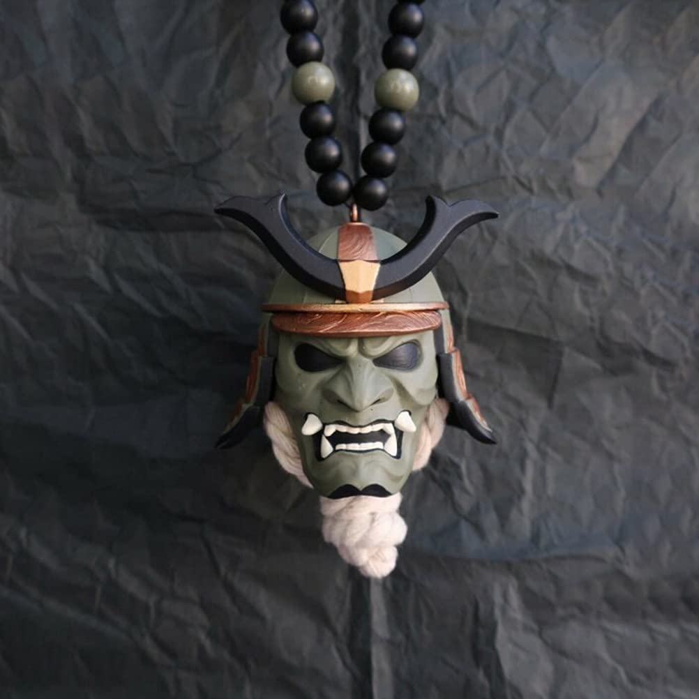 Ciondolo Per Auto Con Maschera Hannya Oni E Casco Samurai Giapponese - Decorazione Per Specchietto Retrovisore - Resina, 5-6 Cm
