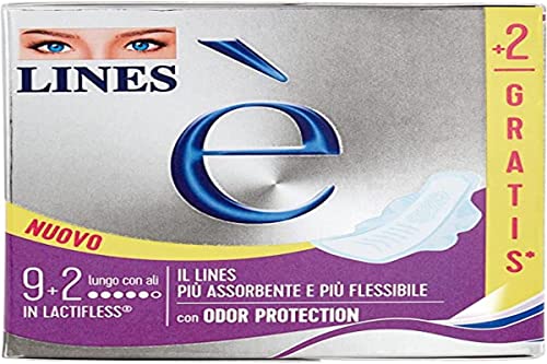 Lines È Lungo con Ali Assorbenti in Lactifless, Pacco da 9 pezzi +2 omaggio Lines È Lungo con Ali Assorbenti in Lactifless, Pacco da 9 pezzi +2 omaggio