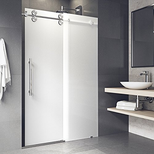 Vigo Adjustable 56 - 60 In. W X 74 In. H Frameless Sliding Rectangle Shower Door With Frosted Tempered Glass And Stainless Steel Hardware In Stainless Steel Finish With Left Handle - Vg6041Stmt6074L #TOP3