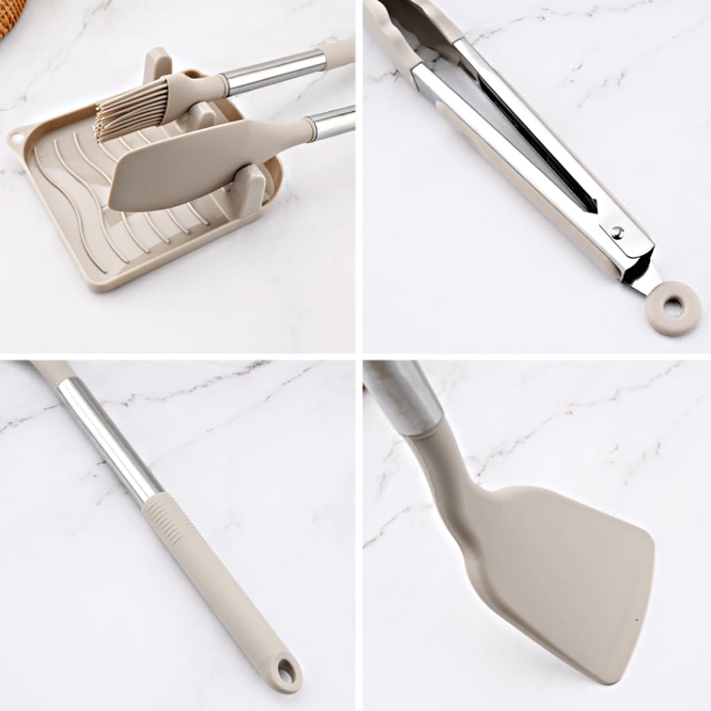 esmen Ensemble d'ustensiles de Cuisson antiadhésifs, Design élégant en Silicone, 12 pièces, Outils de Cuisine avec Support et boîte, ustensiles de Cuisine antiadhésifs