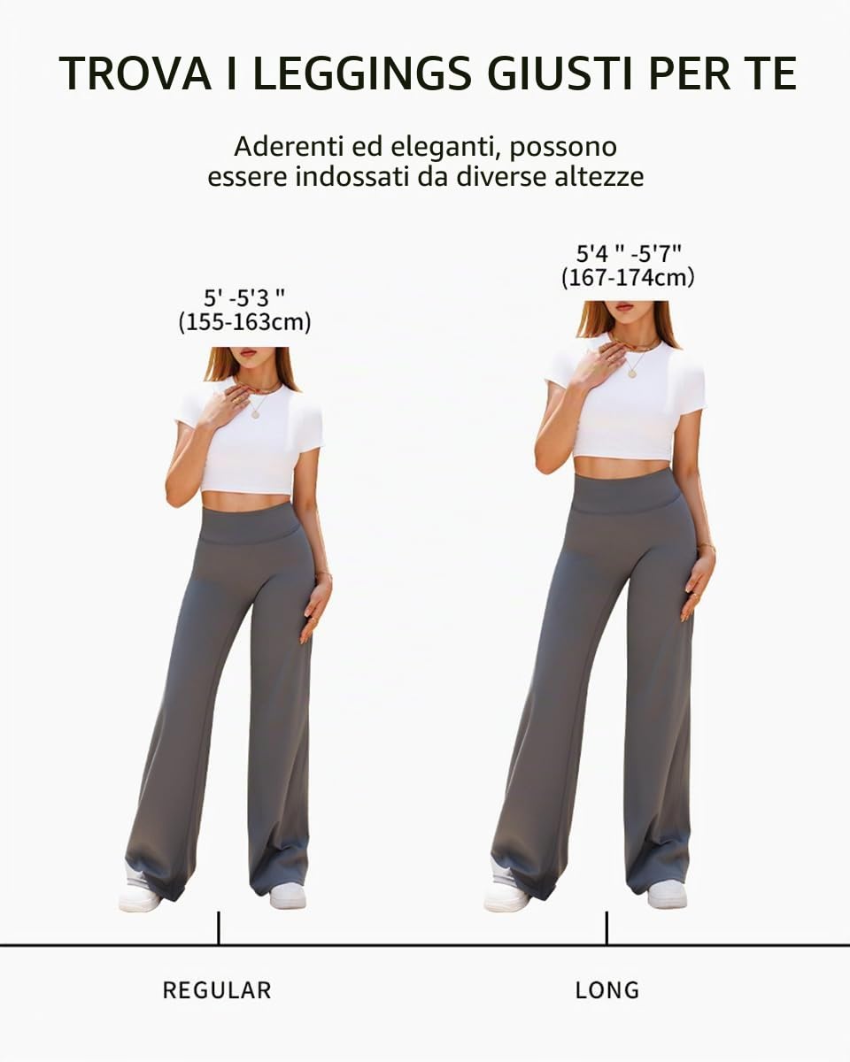 OQQ Pantaloni Donna Yoga Gamba Larga Vita Alta Elastico Casual Leggings Gamba Dritta da Fitness Sportivi per Donna