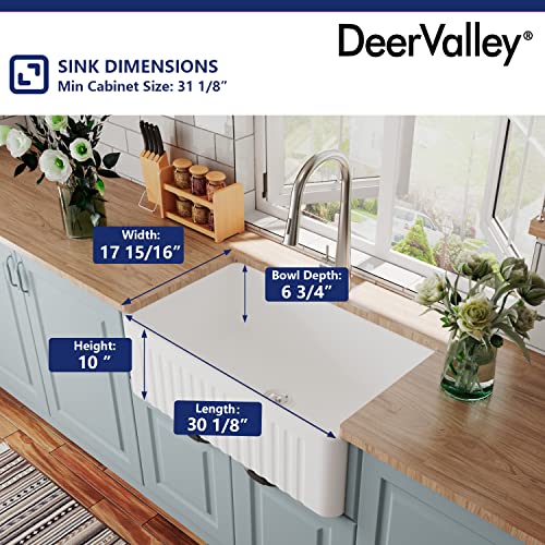 Deervalley Dv-1K026 Farmhouse Sink White Farmhouse Kitchen Sink Apron Front Ceramic Single Bowl Gloss Farm Kitchen Sinks #TOP6
