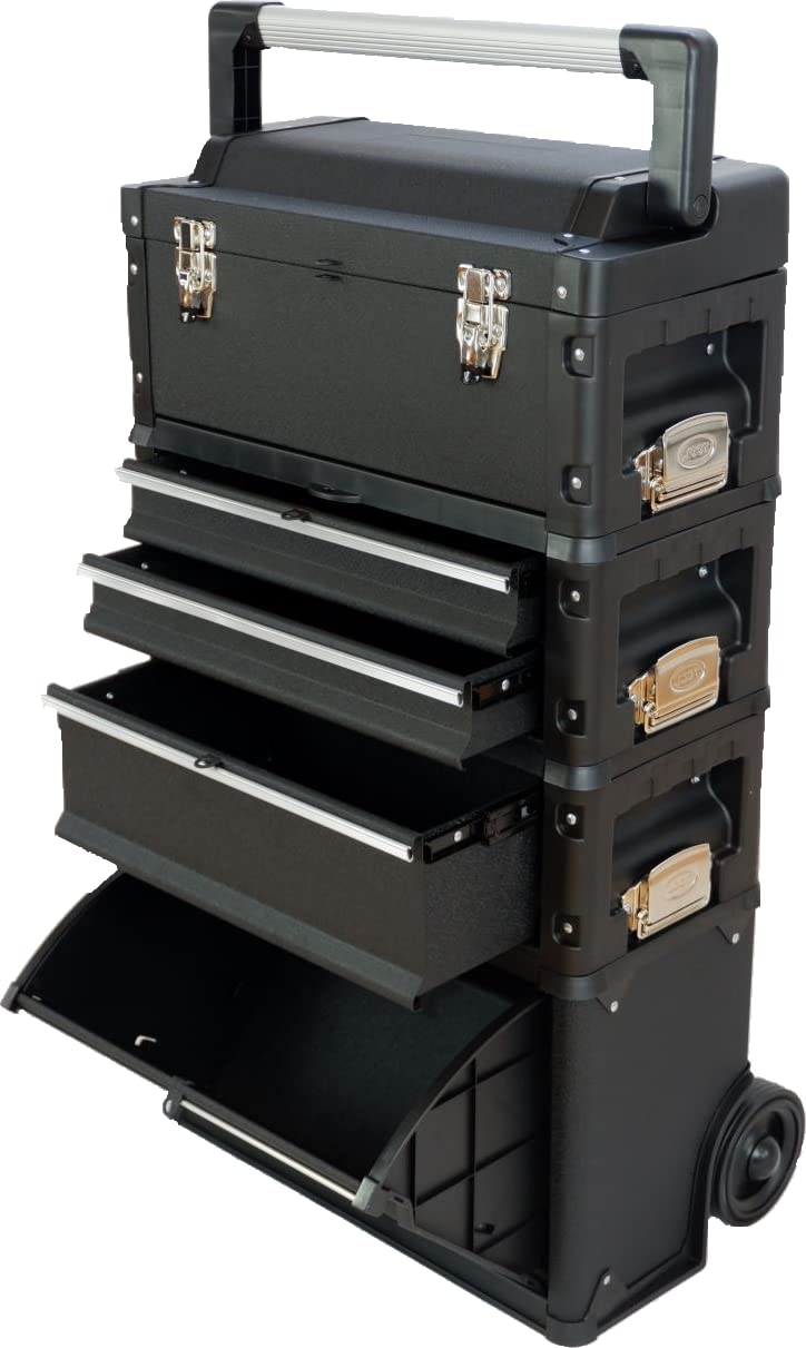 Métal Outil Trolley XXL serie type 305 avec verroillage du tiroir et serrure de AS-S, Farbe:Schwarz