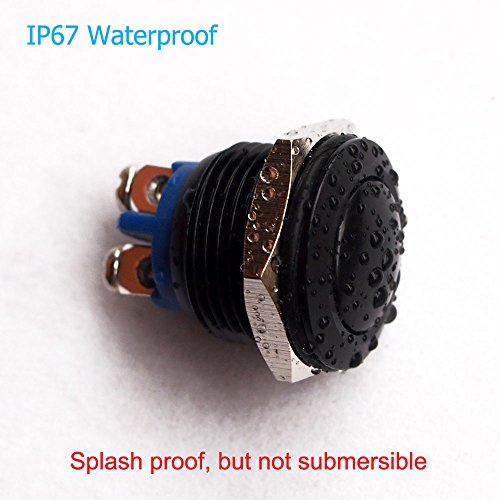 Momentary Push Button Switch, Urtone Ur162, 1No Spst Dc 30V Ac 220V 3A Aluminum Alloy Metal Shell Suitable For 16Mm 5/8" Mounting Hole – Black #TOP1