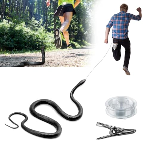 MUCOOS Snake Prank with String Clip, Fake Snake On a String Prank, Realistic Rubber Snake Prank for Teasing Friends/Keep Birds Away/Hallowmas, Funny Prank Kit for Adults, Prank Stuff