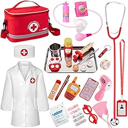 Drim Maletin Medico EFO SHM Maletin Medico Juguete Madera Doctora Juegos De Imitacion Regalos para Niños y Niñas, Niños A Partir de 3 Años