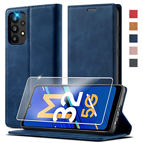Handyhülle für Samsung Galaxy M32 Hülle 5G/4G Leder [Premium PU Leder] Klapphülle für Samsung M32 Hülle Leder klappbar Stoßfeste Flip Standfunktion Schutzhülle Case für Samsung Galaxy M32 Hülle 5G/4G Cover